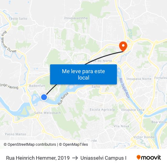 Rua Heinrich Hemmer, 2019 to Uniasselvi Campus I map