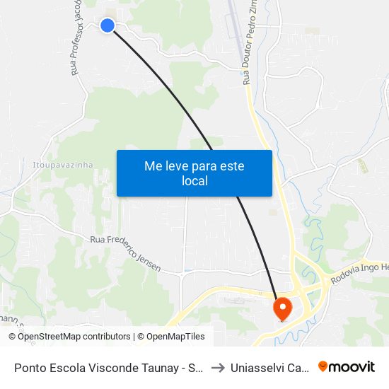 Ponto Escola Visconde Taunay - Sentido Bairro to Uniasselvi Campus I map