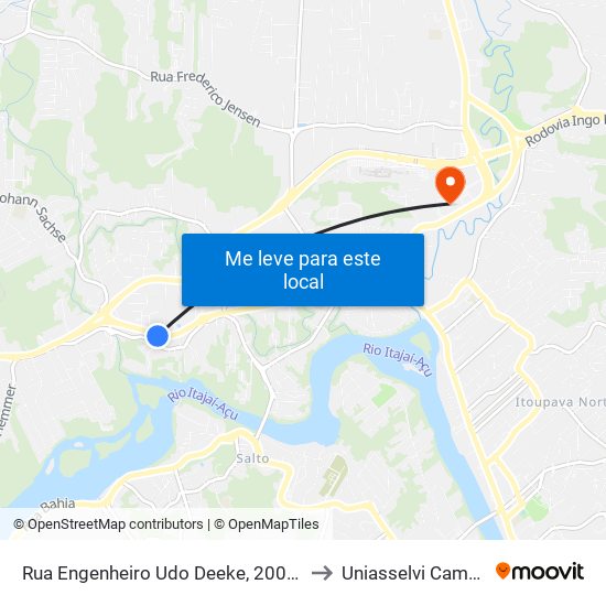 Rua Engenheiro Udo Deeke, 2003-2049 to Uniasselvi Campus I map