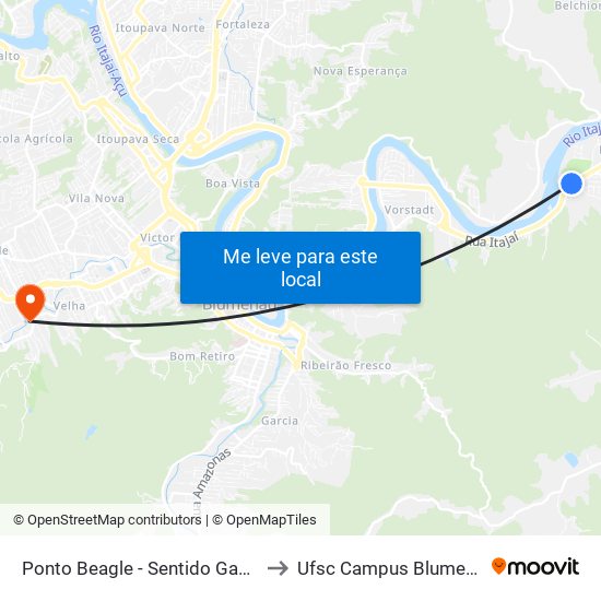 Ponto Beagle - Sentido Gaspar to Ufsc Campus Blumenau map