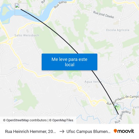 Rua Heinrich Hemmer, 2019 to Ufsc Campus Blumenau map