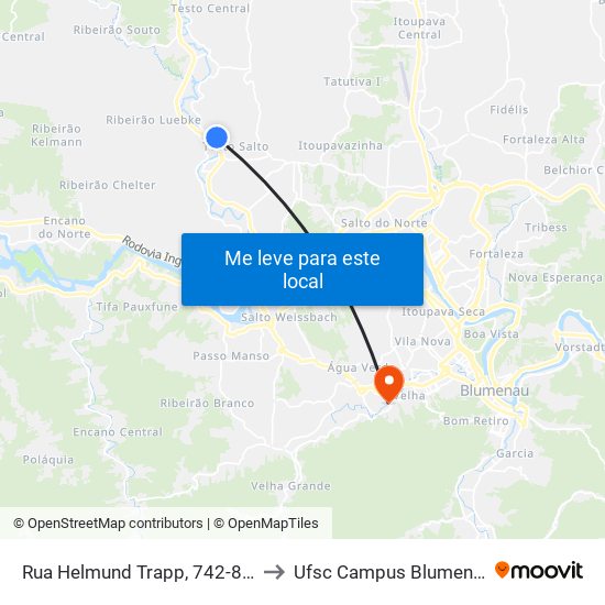 Rua Helmund Trapp, 742-867 to Ufsc Campus Blumenau map