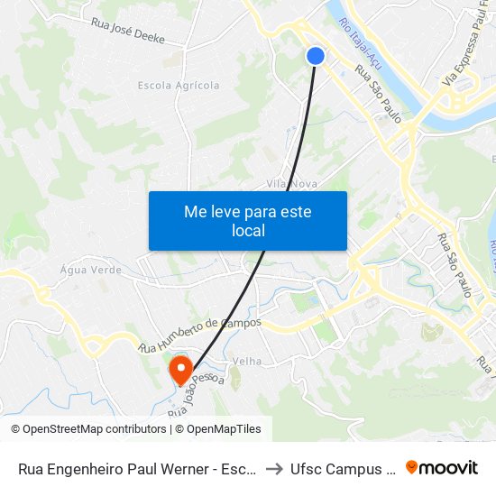 Rua Engenheiro Paul Werner - Esc. Machado De Assis to Ufsc Campus Blumenau map