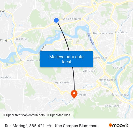 Rua Maringá, 385-421 to Ufsc Campus Blumenau map