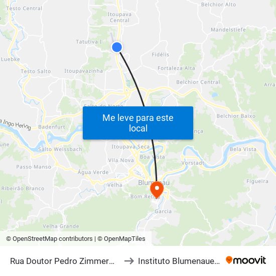Rua Doutor Pedro Zimmermann - Aeroporto Quero-Quero to Instituto Blumenauense De Ensino Superior map