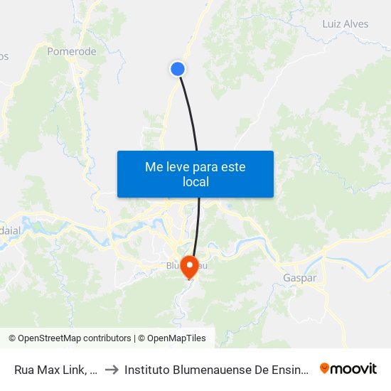 Rua Max Link, 1004 to Instituto Blumenauense De Ensino Superior map