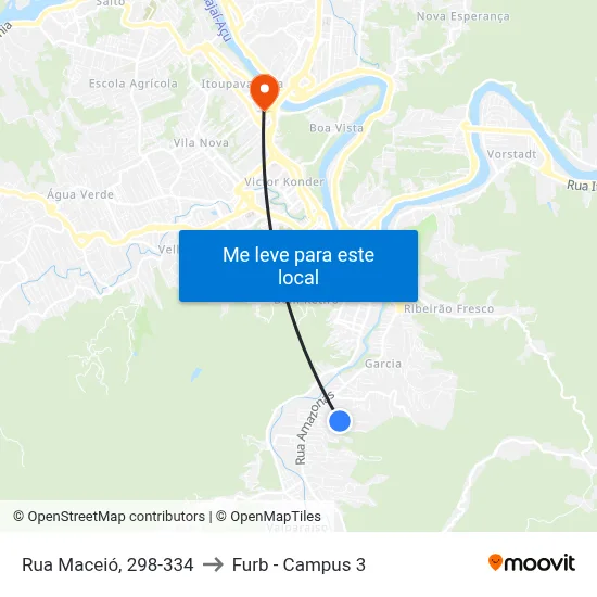 Rua Maceió, 298-334 to Furb - Campus 3 map
