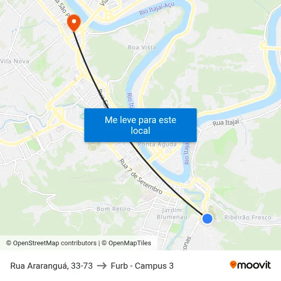 Rua Araranguá, 33-73 to Furb - Campus 3 map