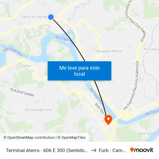 Terminal Aterro - 606 E 300 (Sentido Fortaleza) to Furb - Campus 3 map