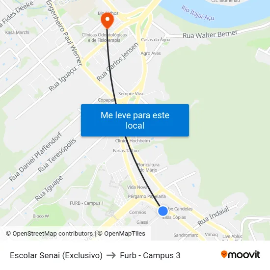 Escolar Senai (Exclusivo) to Furb - Campus 3 map