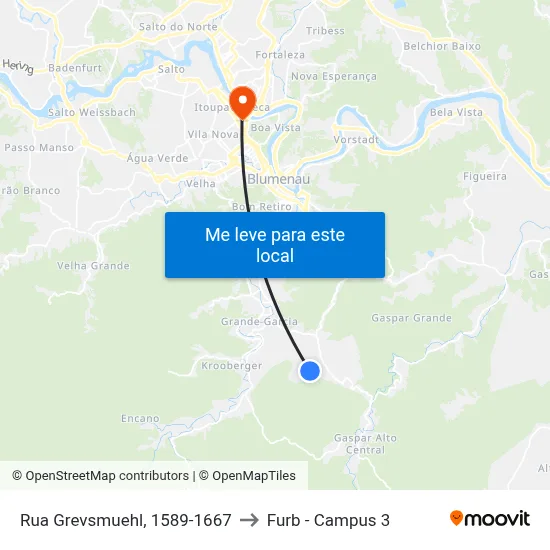 Rua Grevsmuehl, 1589-1667 to Furb - Campus 3 map