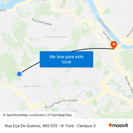 Rua Eça De Queiroz, 485-529 to Furb - Campus 3 map