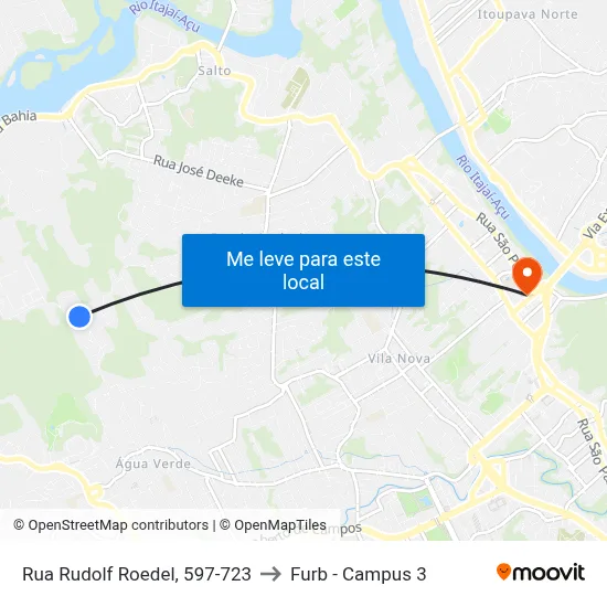 Rua Rudolf Roedel, 597-723 to Furb - Campus 3 map