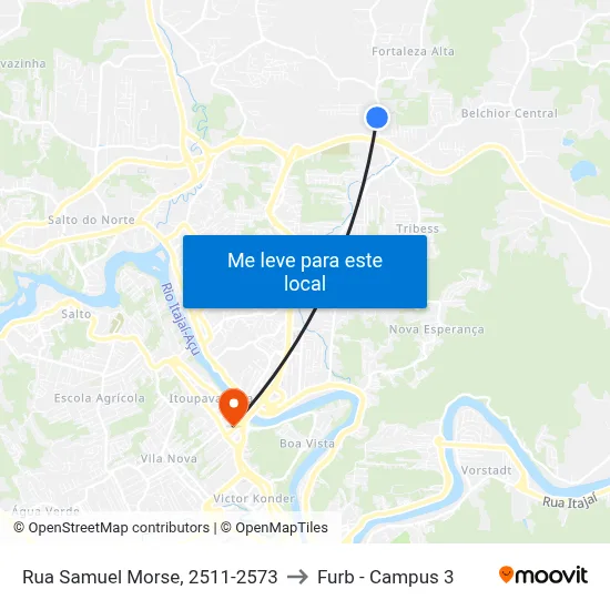 Rua Samuel Morse, 2511-2573 to Furb - Campus 3 map