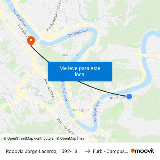 Rodovia Jorge Lacerda, 1592-1818 to Furb - Campus 3 map