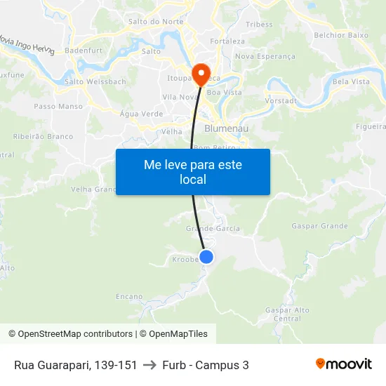 Rua Guarapari, 139-151 to Furb - Campus 3 map
