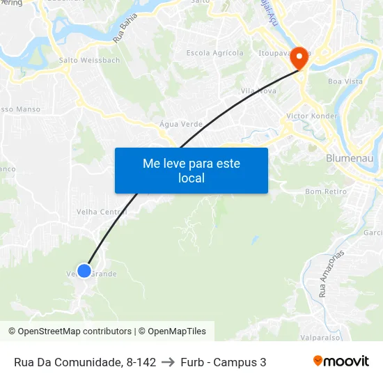 Rua Da Comunidade, 8-142 to Furb - Campus 3 map