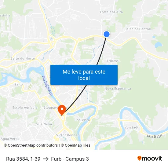 Rua 3584, 1-39 to Furb - Campus 3 map