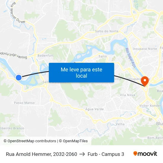 Rua Arnold Hemmer, 2032-2060 to Furb - Campus 3 map