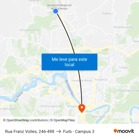 Rua Franz Volles, 246-498 to Furb - Campus 3 map