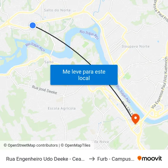 Rua Engenheiro Udo Deeke - Ceasa to Furb - Campus 3 map
