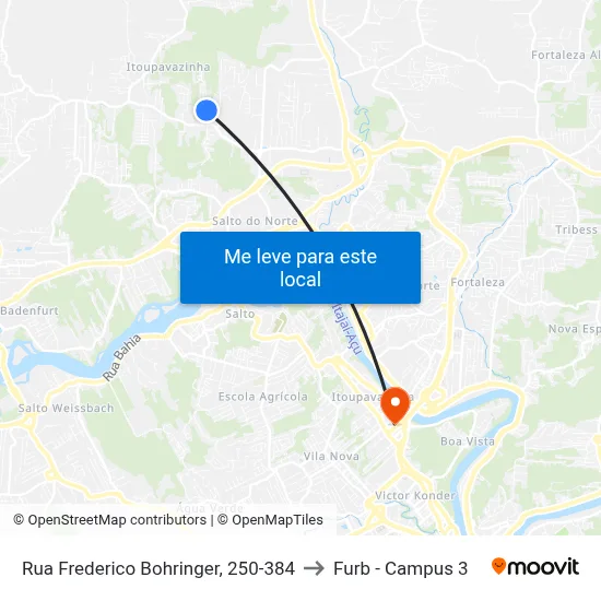 Rua Frederico Bohringer, 250-384 to Furb - Campus 3 map