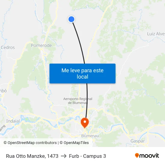 Rua Otto Manzke, 1473 to Furb - Campus 3 map