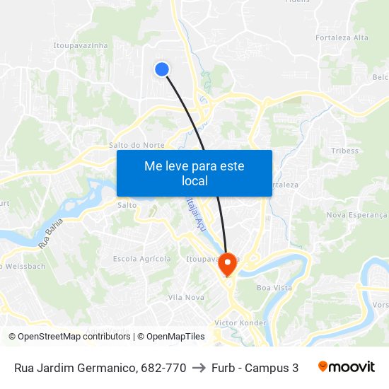 Rua Jardim Germanico, 682-770 to Furb - Campus 3 map