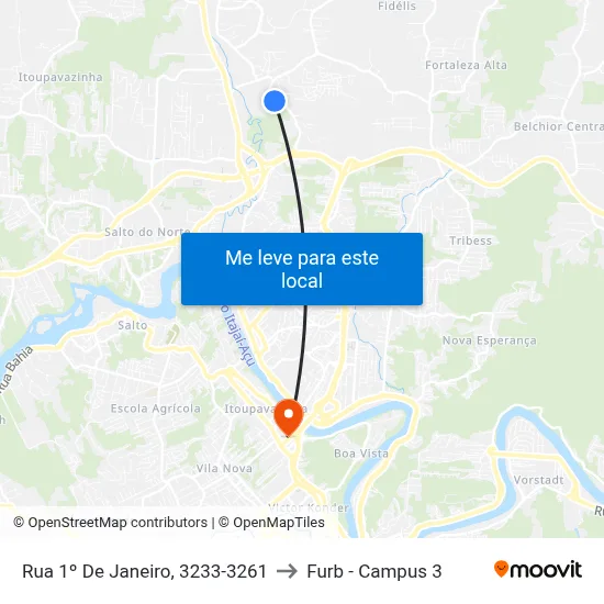 Rua 1º De Janeiro, 3233-3261 to Furb - Campus 3 map