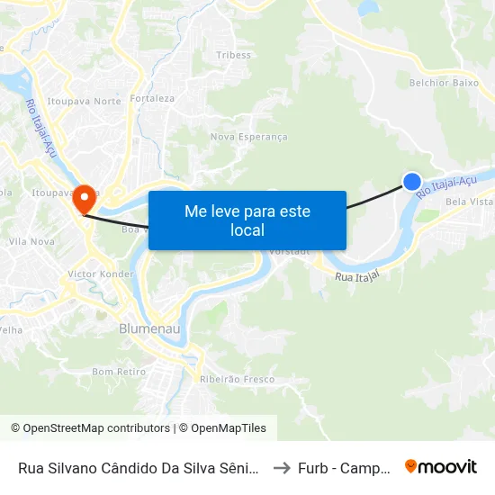 Rua Silvano Cândido Da Silva Sênior, 656 to Furb - Campus 3 map