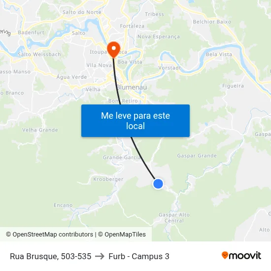 Rua Brusque, 503-535 to Furb - Campus 3 map