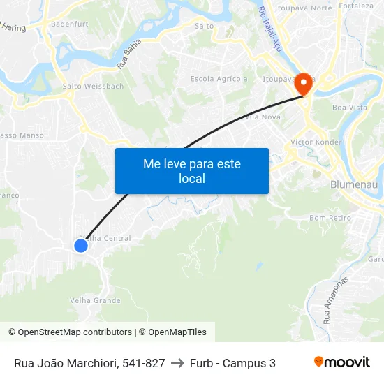 Rua João Marchiori, 541-827 to Furb - Campus 3 map