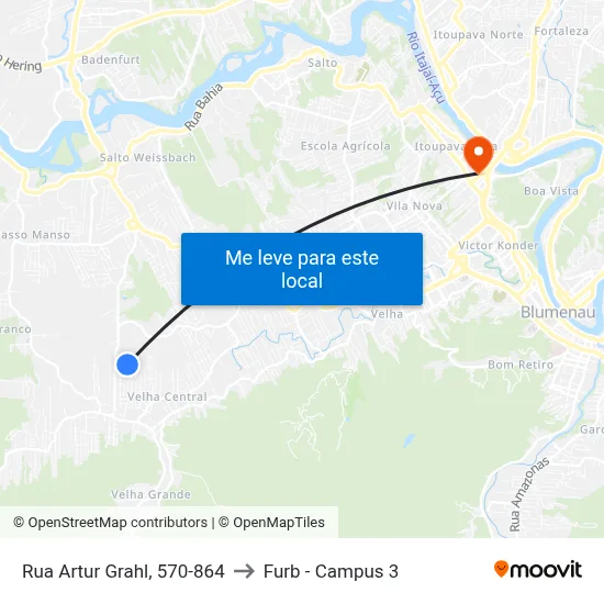 Rua Artur Grahl, 570-864 to Furb - Campus 3 map