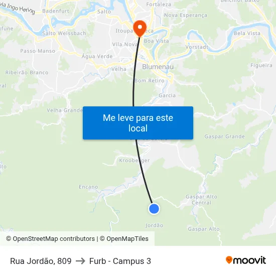 Rua Jordão, 809 to Furb - Campus 3 map