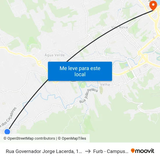 Rua Governador Jorge Lacerda, 188 to Furb - Campus 3 map