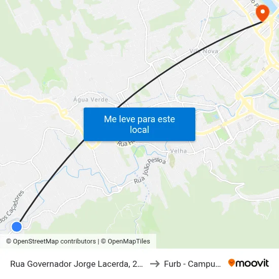 Rua Governador Jorge Lacerda, 2365 to Furb - Campus 3 map
