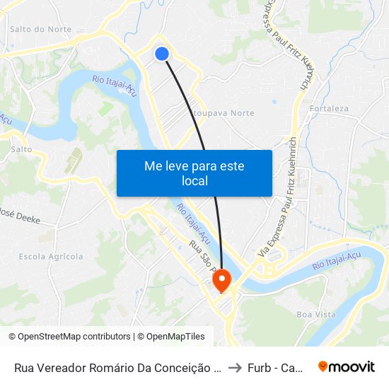 Rua Vereador Romário Da Conceição Badia, 218-316 to Furb - Campus 3 map