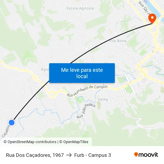 Rua Dos Caçadores, 1967 to Furb - Campus 3 map