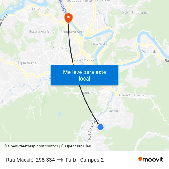 Rua Maceió, 298-334 to Furb - Campus 2 map