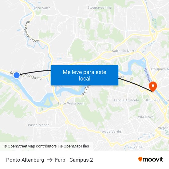 Ponto Altenburg to Furb - Campus 2 map