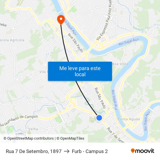 Rua 7 De Setembro, 1897 to Furb - Campus 2 map