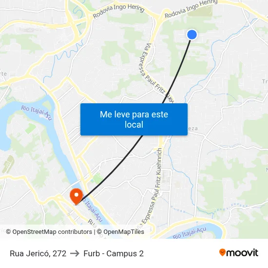 Rua Jericó, 272 to Furb - Campus 2 map