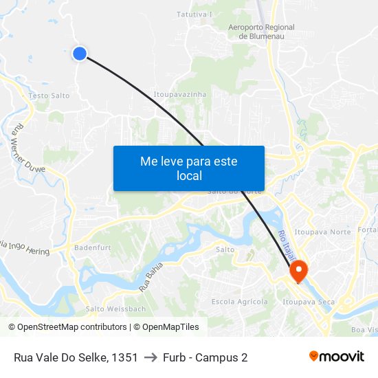 Rua Vale Do Selke, 1351 to Furb - Campus 2 map