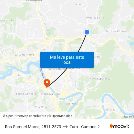 Rua Samuel Morse, 2511-2573 to Furb - Campus 2 map