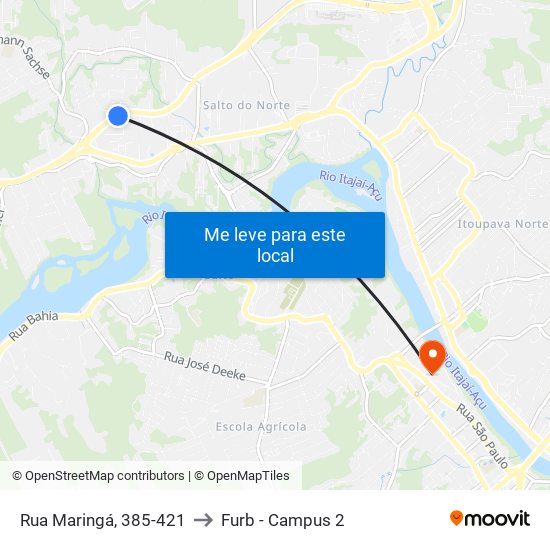 Rua Maringá, 385-421 to Furb - Campus 2 map