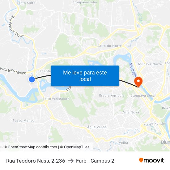 Rua Teodoro Nuss, 2-236 to Furb - Campus 2 map