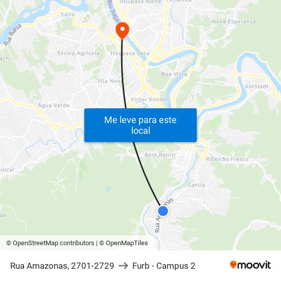 Rua Amazonas, 2701-2729 to Furb - Campus 2 map