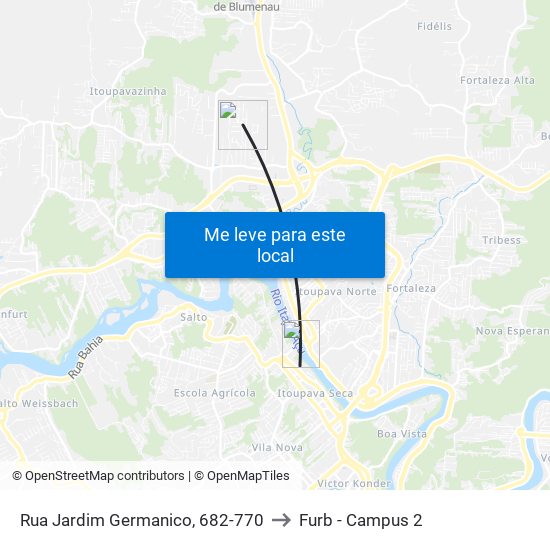 Rua Jardim Germanico, 682-770 to Furb - Campus 2 map