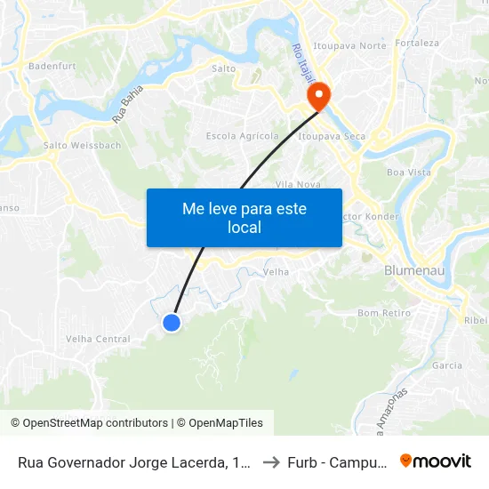 Rua Governador Jorge Lacerda, 1435 to Furb - Campus 2 map