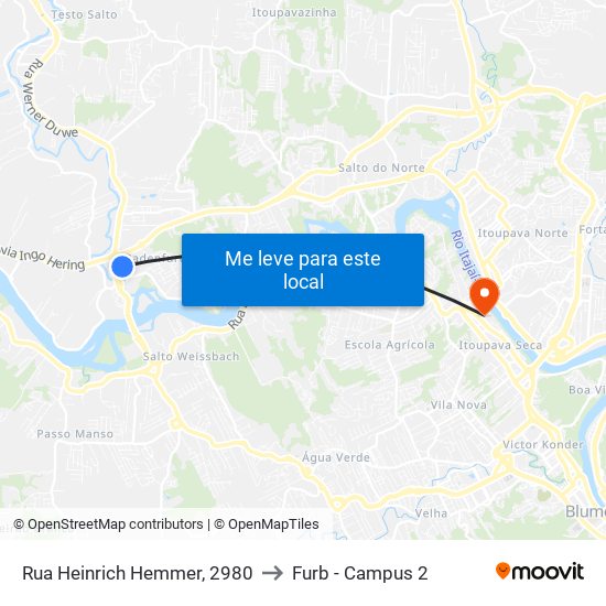 Rua Heinrich Hemmer, 2980 to Furb - Campus 2 map